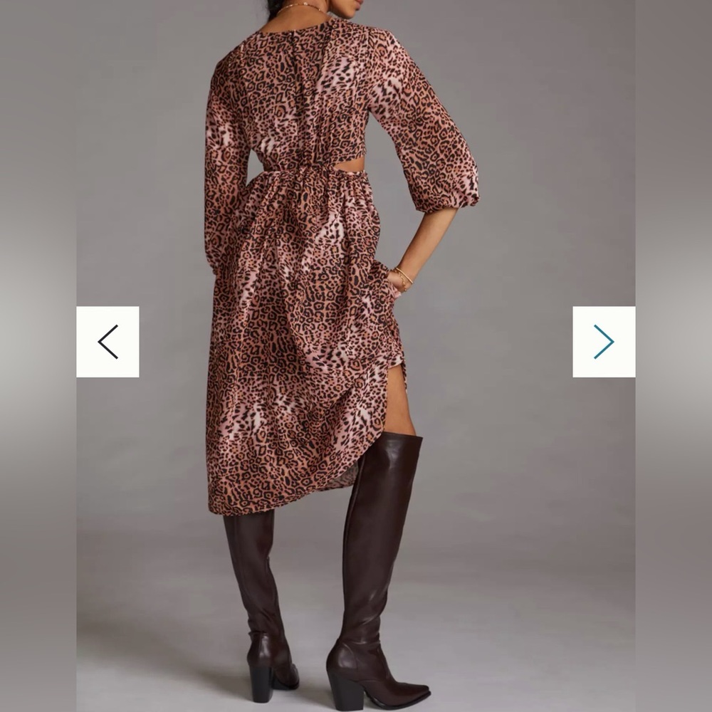 NWT Anthropology Ranna Gill Leopard-Print CutOut Maxi Dress XS
